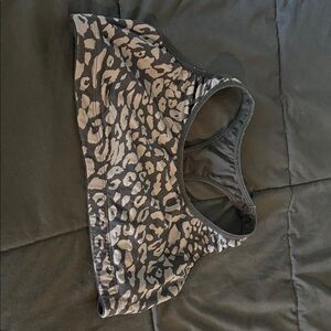 PINK Victoria's Secret Black and Tan Animal Print Sports Bra